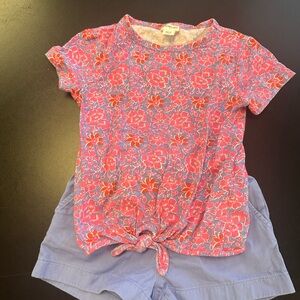 Crewcuts Pink Floral Tie-Front Tee with Lavender Shorts